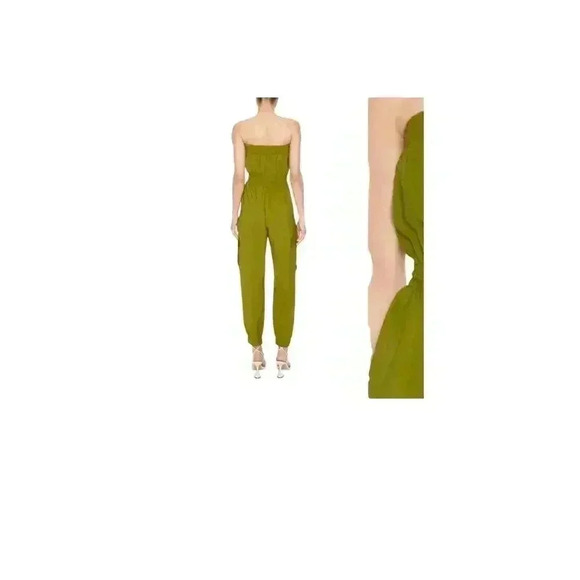Forever 21  Green Strapless Tie-Waist Cargo Jumpsuit. Size: L - Picture 2 of 6